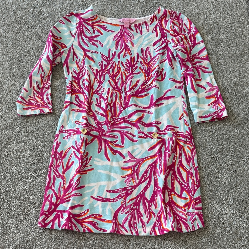 Lilly Pulitzer Vibrant Pink and Aqua Kids Dress